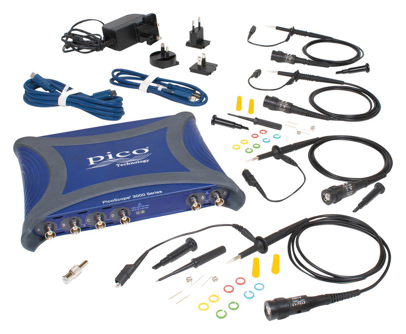 PICO TECHNOLOGY PICOSCOPE 3418E FULL KIT PC USB Oscilloscope, PicoScope 3000E Series, 4 Channel, 500 MHz, 1 GSPS, 925 ps