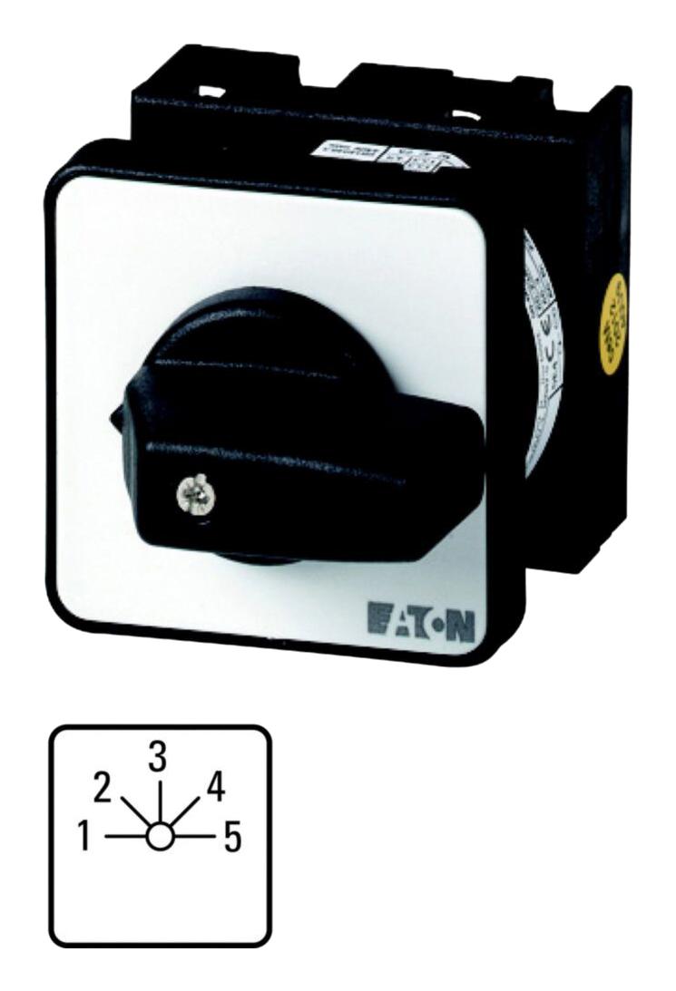EATON MOELLER T0-3-8232/E Rotary Switch, Step, 5 Position, 1 Pole, 45 &deg;, 20 A, 690 V, T0 Series