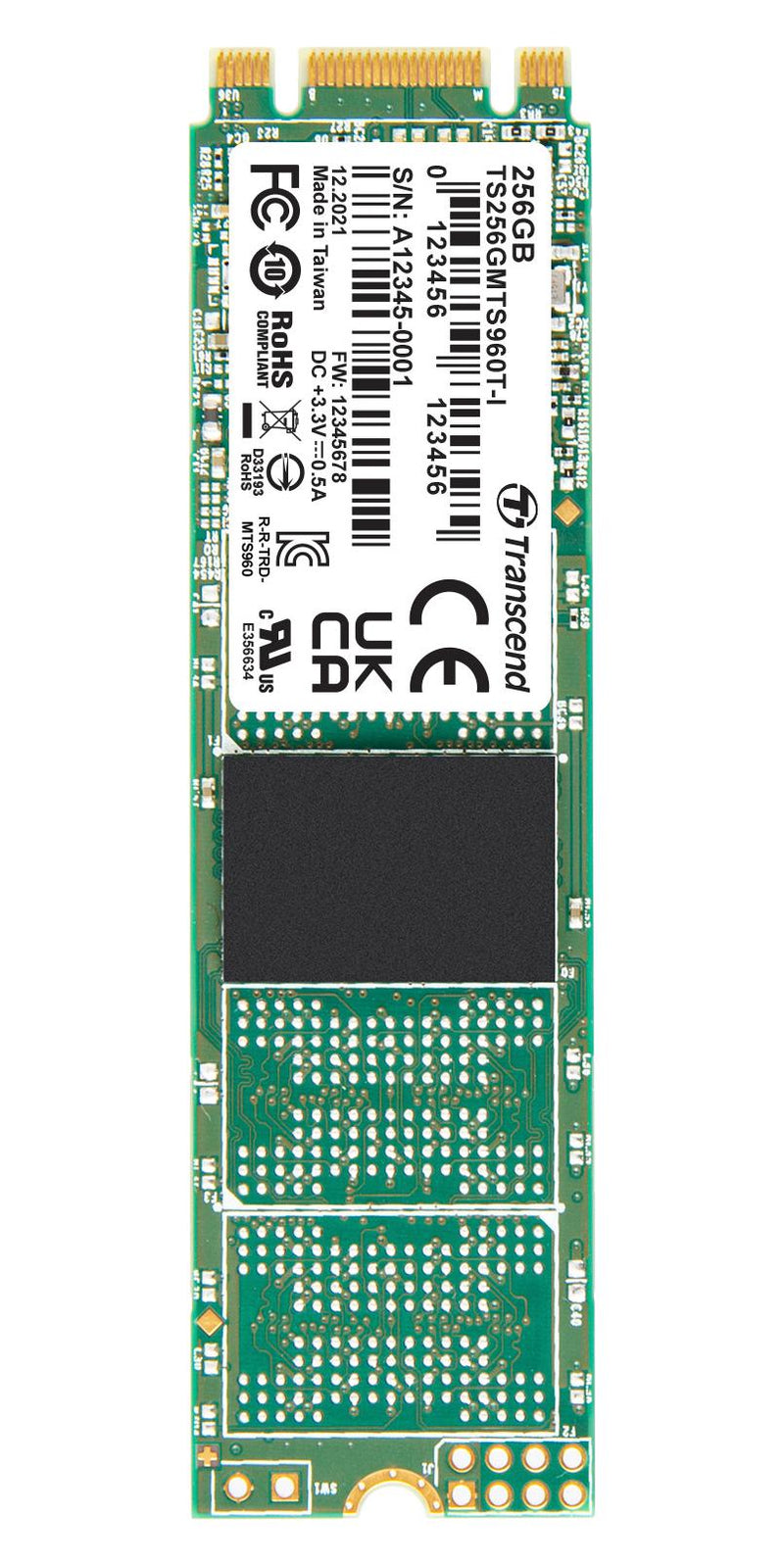 TRANSCEND TS256GMTS960TI-VS1 SSD, Internal, M.2 2280, SATA 6 Gb/s (SATA III), 256 GB, 3D NAND
