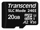 TRANSCEND TS20GUSD240I Flash Memory Card, 3D NAND, MicroSD Card, UHS-1, Class 2, Class 30, V30, 20 GB, 3.6 V, -40 &deg;C
