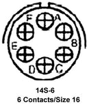 AMPHENOL INDUSTRIAL MS3106E14S-6S CIRCULAR CONNECTOR PLUG SIZE 14S, 6 POSITION, CABLE