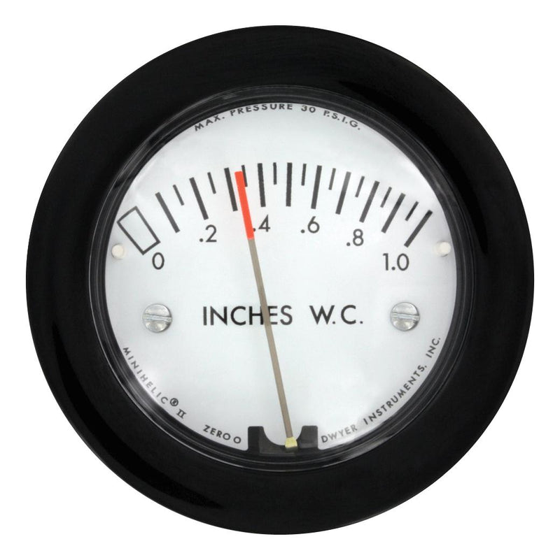 DWYER 2-5000-3KPA-NPT Differential Pressure Gauge, 3 kPa, &plusmn;5% Accuracy, 1/8" MNPT, -6.67 &deg;C to 48.9 &deg;C