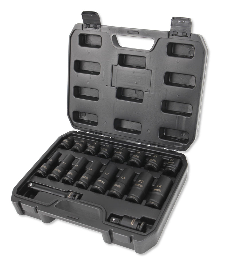 MULTICOMP PRO MP12-SS23163A Impact Socket Set, 18Pcs of 10/12/13/14/15/17/19/21/22/24mm Socket Drives 1/2" and Extension Bar