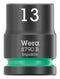 WERA 05005504001 Socket, Hexagonal, Impaktor, 3/8" Drive, 13mm AF, 30mm L
