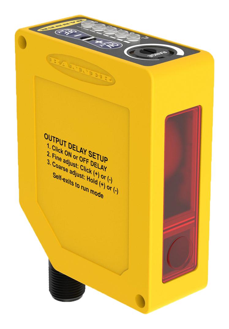 BANNER ENGINEERING Q60VR3AFV1000 Photo Sensor, 1 m, SPDT Relay, Background Suppression, 12 to 250 VDC, Cable, Q60AFV Series