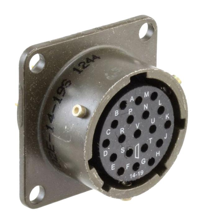 AMPHENOL INDUSTRIAL PT02E-14-19S(072) Circular Connector, PT Series, MIL-DTL-26482 Series I, Box Mount Receptacle, 19 Contacts