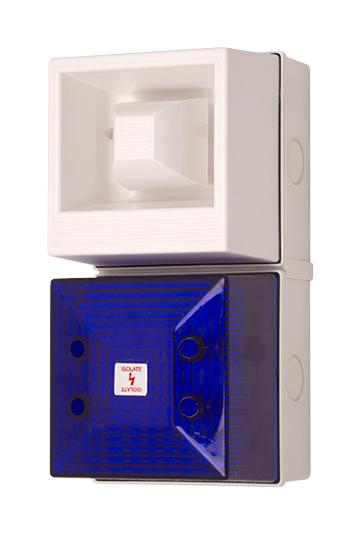 CLIFFORD AND SNELL 245258 Audio/Visual Signal Device, Flashing, Blue, 108 dBA, 230 VAC, Cable, IP65, Yodalight YL40 Series