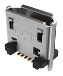 GCT USB3140-30-0070-1-C USB Connector, Micro USB Type B, USB 2.0, Receptacle, 5 Ways, Surface Mount, Through Hole Mount