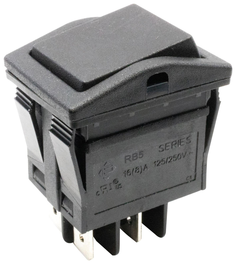 E-SWITCH RB541A1100 Rocker Switch, IP67, On-Off, DPST, Non Illuminated, Panel, Snap-In, Black, RB5 Series