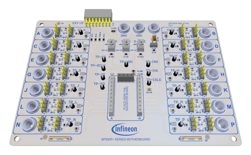 INFINEON SPIDERPLUSMBEVALTOBO1 Evaluation Board, TLE75008-ESD, TLE75080-ESH, TLE75242-ESH, 5V to 28V in, 28V out, 0.5A, PWM SP005810591