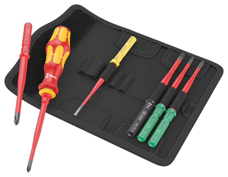 WERA K K VDE 7 EXTRA SLIM 1 TIE Screwdriver Set, VDE, Phillips/Pozidriv/Slotted/Torx/Hook and Loop Fastener Strip, 7 Piece