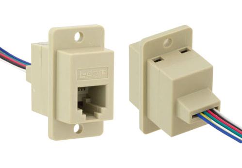 L-COM ECJ5046-IV Ethernet Cable, Cat3, RJ12 Jack to Free End, Ivory, 250 mm, 10 "