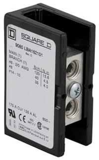 SQUARE D BY SCHNEIDER ELECTRIC 9080LBA362101 POWER DISTRIBUTION BLOCK, 3 POLE, 600V, 175A