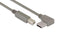 L-COM CA90LA-B-03M USB Cable, 90&deg; Type A Plug to Type B Plug, 300 mm, 11.8 ft, USB 2.0, Grey