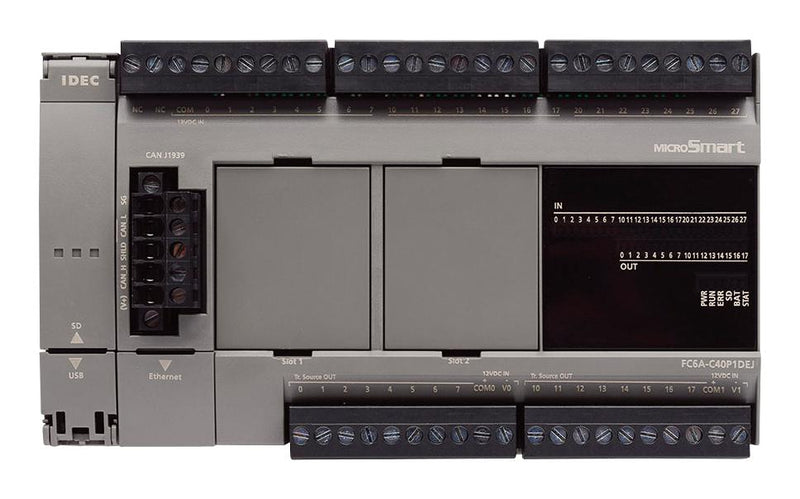 IDEC FC6A-C40R1CE PLC, Relay, 24 Input, 16 Output, 24 VDC, DIN Rail, IP20, MicroSmart FC6A Series
