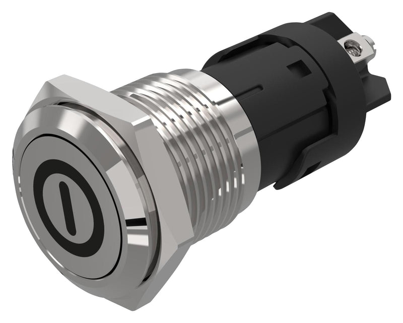 EAO 82-4152.1000.B001 Vandal Resistant Switch, On/Off, 82 Series, 16 mm, SPDT, Momentary, Round Flat Flush, Natural