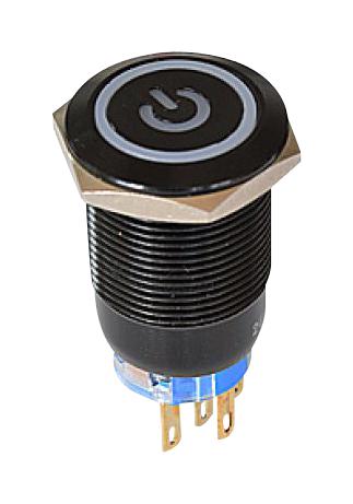 MULTICOMP PRO MPPK-19M13FQW4AS-ABTN Vandal Resistant Switch, 24VDC LED, 19 mm, SPDT, Momentary, Round Flat, Natural