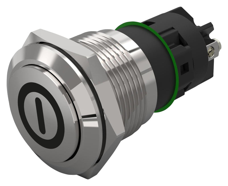 EAO 82-5162.2000.B001 Vandal Resistant Switch, On/Off, 82 Series, 19 mm, SPDT, Maintained, Round Raised Flat Flush