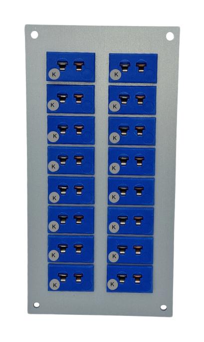LABFACILITY JM-K-FF + FMP-16 Thermocouple Connector, 75 x 145mm Panel, Miniature, K, Socket, 16Way, Blue, JIS, Fascia Mount