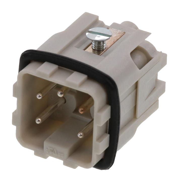 MOLEX 93601-0133 Heavy Duty Connector, Grey, GWconnect 93601 Series, Insert, 4 Contacts, 3A, Plug, Screw Pin
