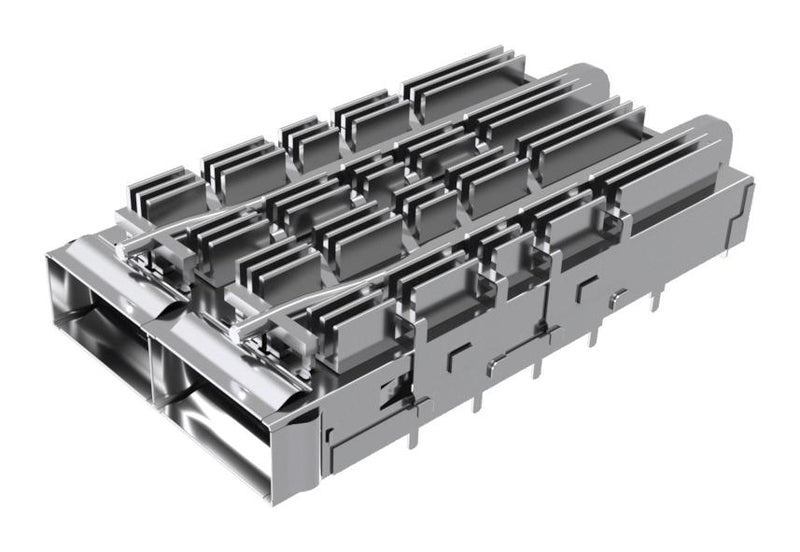 Amphenol Communications Solutions UE36C2621106A3A UE36C2621106A3A Cage QSFP-DD 1 x 2 (Ganged) With Heat Sink Light Pipe Press-Fit