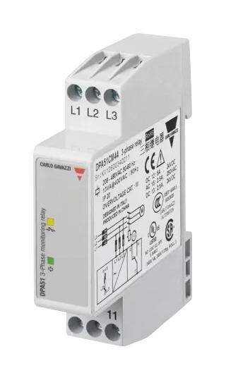 CARLO GAVAZZI DPA51CM44 Phase Monitoring Relay, DPA51 Series, SPDT, 5 A, DIN Rail, Screw, 24 VDC