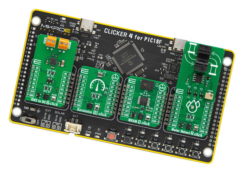 MIKROELEKTRONIKA MIKROE-5849 MCU Card, 8-Bit PIC Development Board, PIC18F97J94, Clicker 4, PIC18F Family, PIC Core, 64 MHz