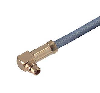 HUBER+SUHNER 16"MMCX-50-2-2/111"OE RF / Coaxial Connector, MMCX Coaxial, Right Angle Plug, Solder, 50 ohm 22649374