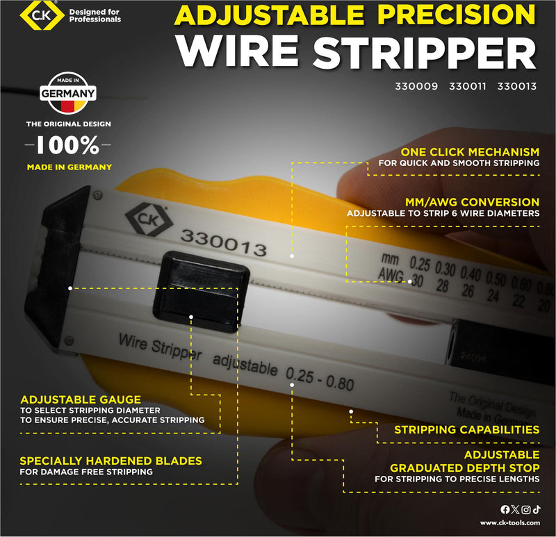 CK TOOLS 330013 WIRE STRIPPER, 98MM, 0.25-0.8MM GTIN UPC EAN: 5051073300103