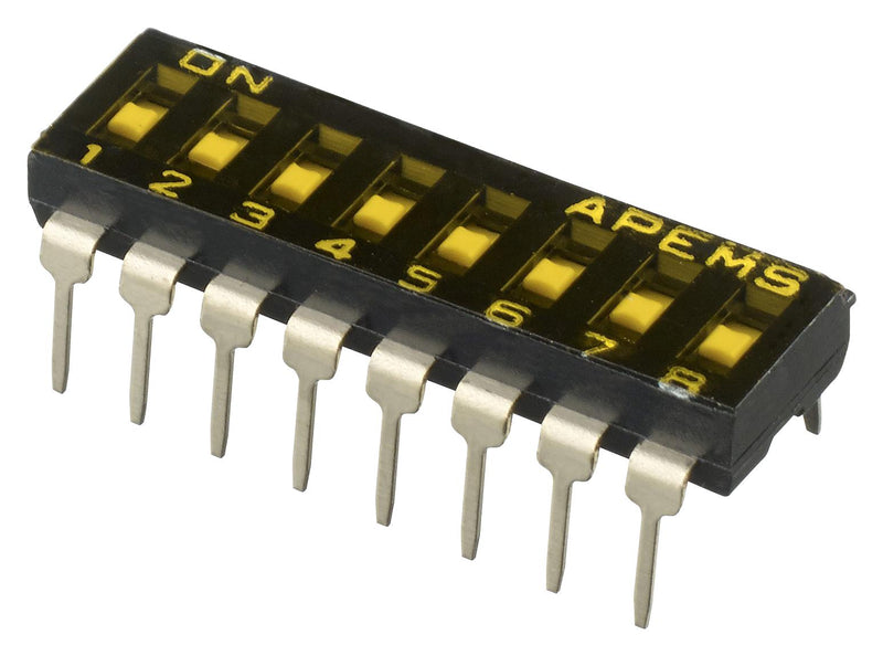 APEM IKD0800000 DIP / SIP Switch, 8 Circuits, Recessed, Through Hole, SPST-NO, 24 V, 25 mA