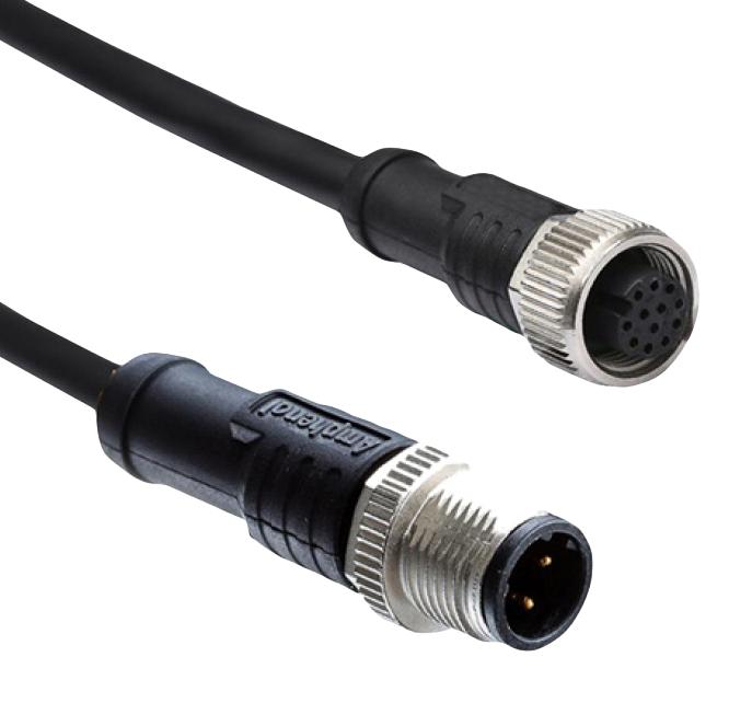 AMPHENOL LTW M12A04ML-12AFL-SD001 Sensor Cable, M12 Receptacle, M12 Plug, 4 Positions, 1 m, 3.3 ft, M Series