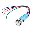Metal Pushbutton with Wires - Latching (16mm, Yellow)