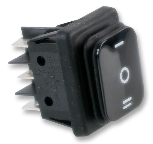 MOLVENO B4MASK19C1129000 Rocker Switch, On-Off-On, DPDT, Non Illuminated, Panel Mount, Black, B4MASK