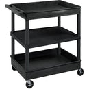 Luxor TC121 32 x 24" Three Shelf Heavy-duty Utility Cart (Black)