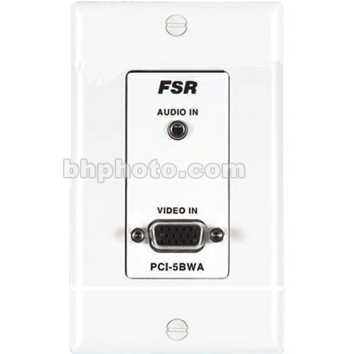 FSR PCI-5BWPAWHT Wall Plate Interface - HD-15 to 5 BNC Interface, Stereo Mini to Balanced Stereo Audio, White Color
