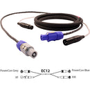 Pro Co Sound EC12 Siamese Twin AC (Powercon Grey to Powercon Blue) & Audio (XLR Female to XLR Male) Combo Cable- 50'