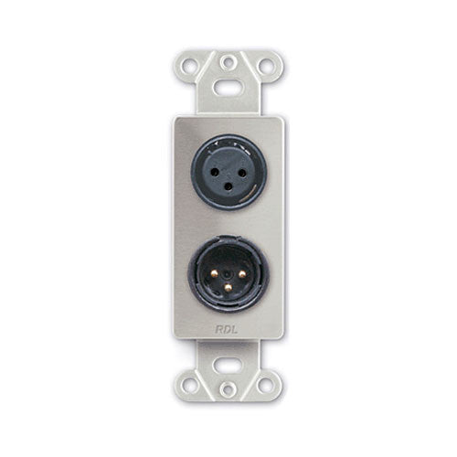 RDL DS-XLR2 Decora Wall Plate with XLR 3-Pin Female & 3-Pin Male Connectors (Stainless Steel)