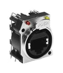 AMPHENOL AUDIO RJX8FB5HGYB Modular Connector, RJ45 Jack, 1 x 1 (Port), 8P8C, Cat5e, IP40, Panel PCB Mount