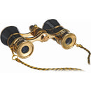 LaScala Optics 3x25 Carmen Opera Glasses with Red LED Flashlight (Black / Gold)