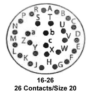 ITT CANNON KPSE06E16-26SW Circular Connector, KPS Series, MIL-DTL-26482 Series I, Straight Plug, 26 Contacts, Crimp Socket