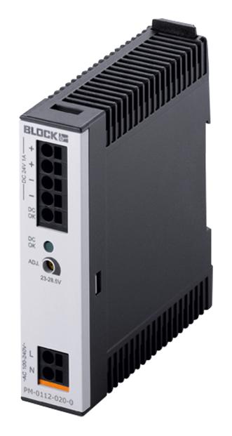 BLOCK PM-0112-020-0 AC/DC DIN Rail Power Supply (PSU), ITE, 1 Output, 24 W, 12 VDC, 2 A
