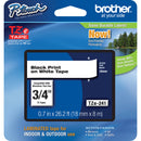 Brother TZe241 Laminated Tape for P-Touch Labelers (Black on White, 0.75" x 26.2')