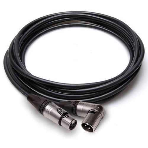 Hosa Technology Neutrik XLR3F to Right-Angle XLR3M Camcorder Microphone Cable-25'
