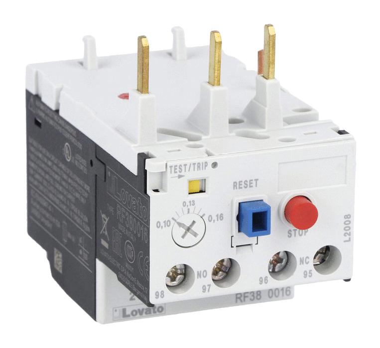 LOVATO RF382500 Overload Relay, 3 Pole, IP20, 20 A, 25 A, RF38 Series