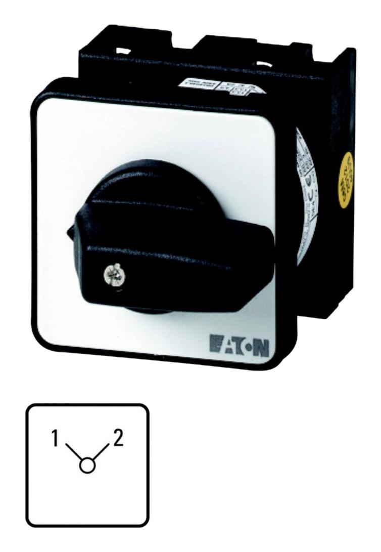 EATON MOELLER T0-1-8220/E Rotary Switch, Changeover, 2 Position, 1 Pole, 90 &deg;, 20 A, 690 V, T0 Series