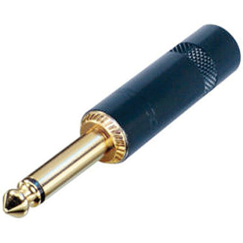 Rean Mono 2-Pole 1/4" Phone Plug (Black Handle, Gold-Plated Contacts)