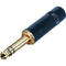 Rean NYS228BG Stereo 3-Pole 1/4" Phone Plug (Black Handle, Gold Plated Contacts)