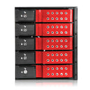 iStarUSA 3x 5.25" to 5x 3.5" Trayless SAS/SATA 6.0 Gb/s Hot-Swap Cage(Red)