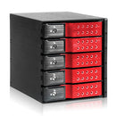 iStarUSA 3x 5.25" to 5x 3.5" Trayless SAS/SATA 6.0 Gb/s Hot-Swap Cage(Red)
