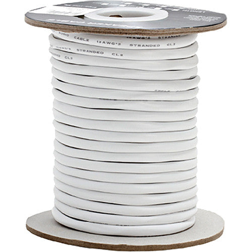 Cmple 12 AWG CL2 Rated 2-Conductor Speaker Cable for In-Wall Installation (White, 100')